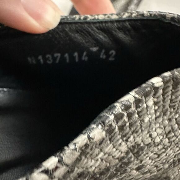 AGL Womens Mule Booties Heels Size 42 11 Black Gray Snakeskin Leather Point Toe - Picture 7 of 7